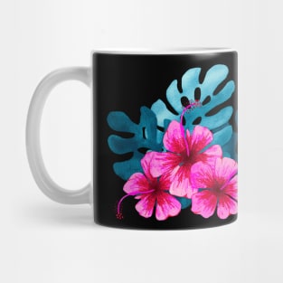 Three tropical pink hibiscus flowers Mug